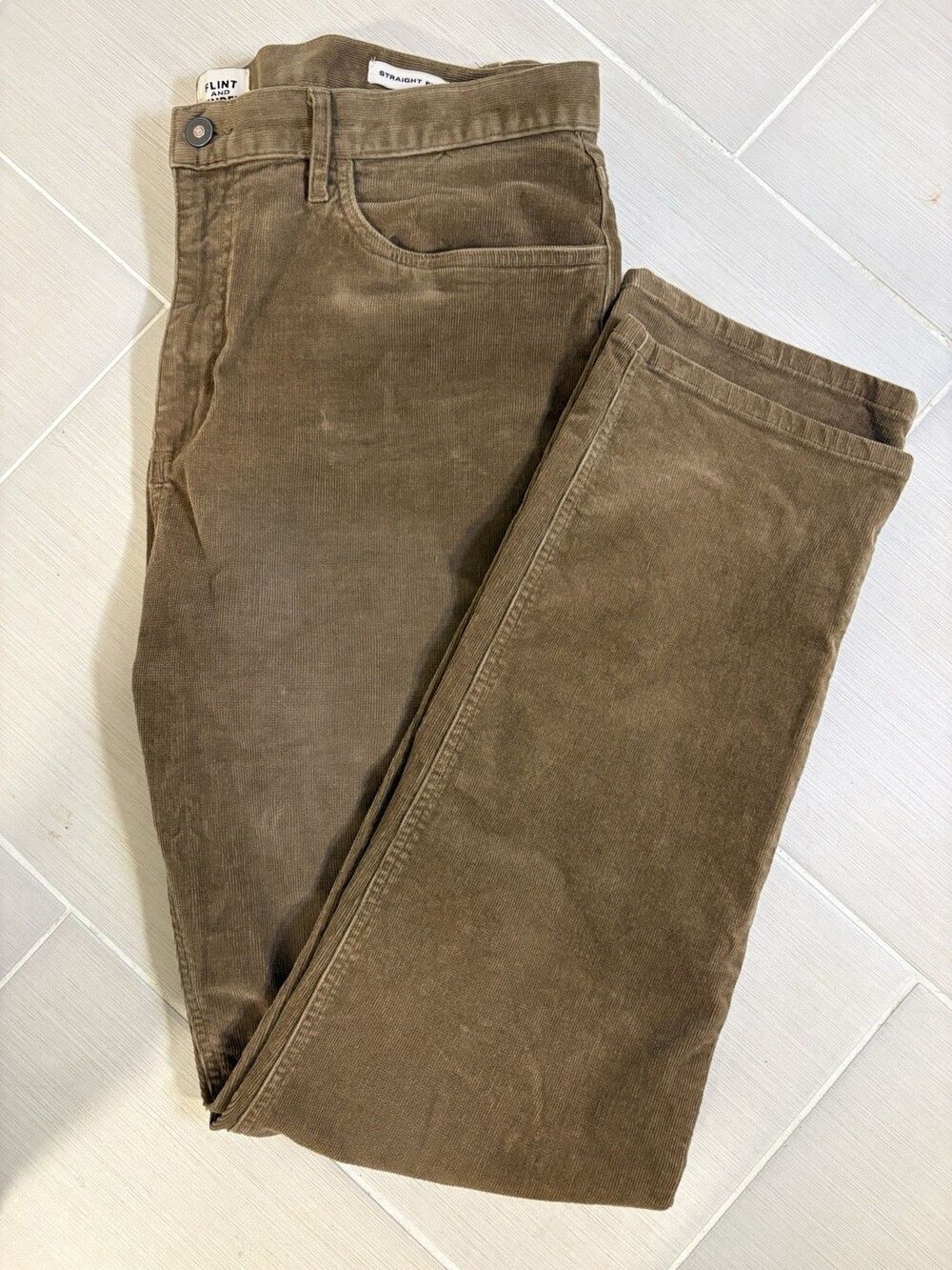 Flint & Tinder Corduroy Straight Fit Pants Stretch 38x34 Men Brown Huckberry 365
